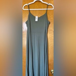 NWT Olive Green Loft Midi Jersey Dress